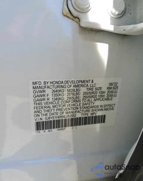 2022 Acura Mdx A-Spec z USA, uszkodzony, nr VIN 5J8YE1H05NL052052